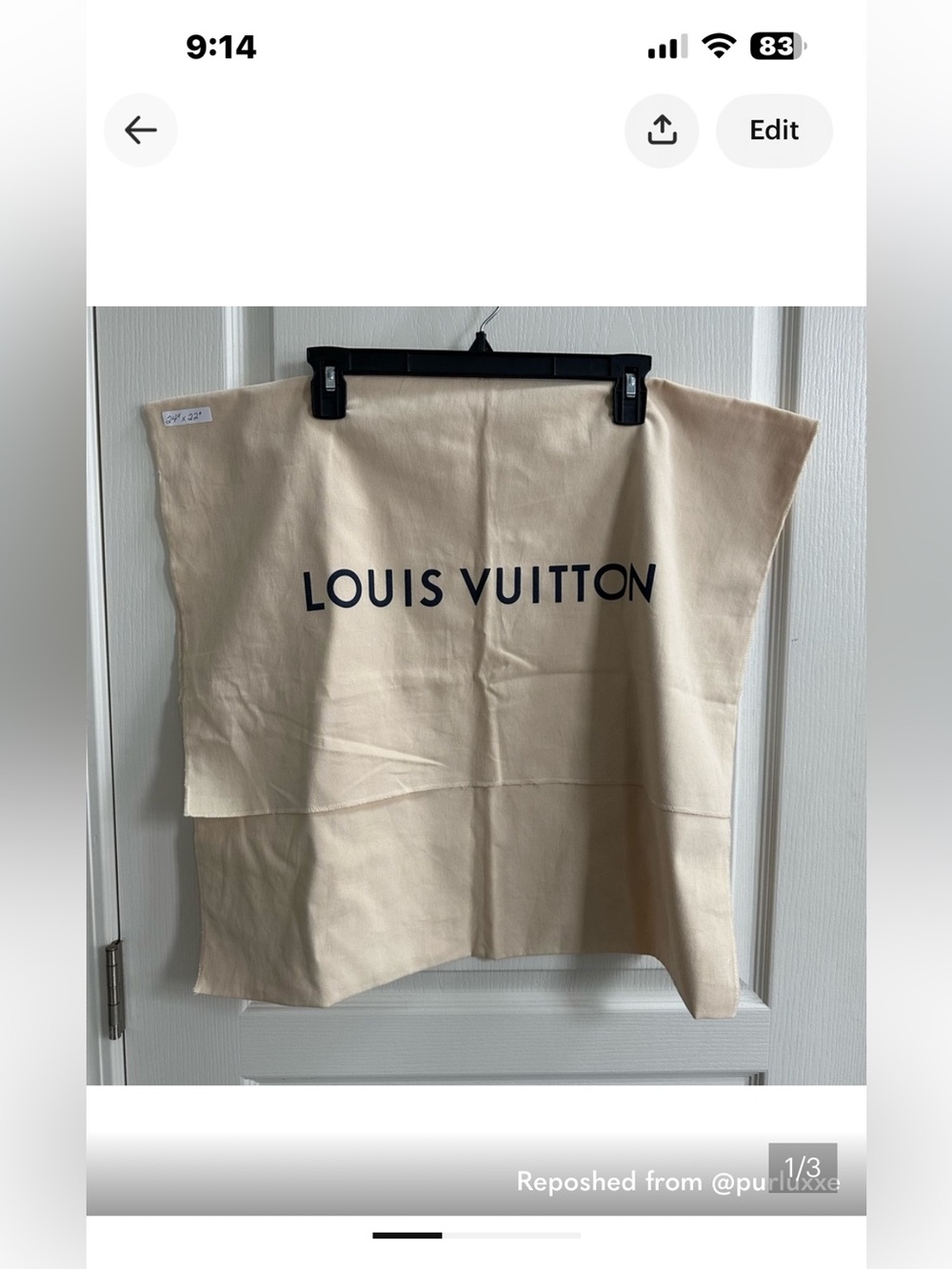Authentic  Louis Vuitton Envelope style Dust Bag Storage Bag Ex Large 24”X 21.5